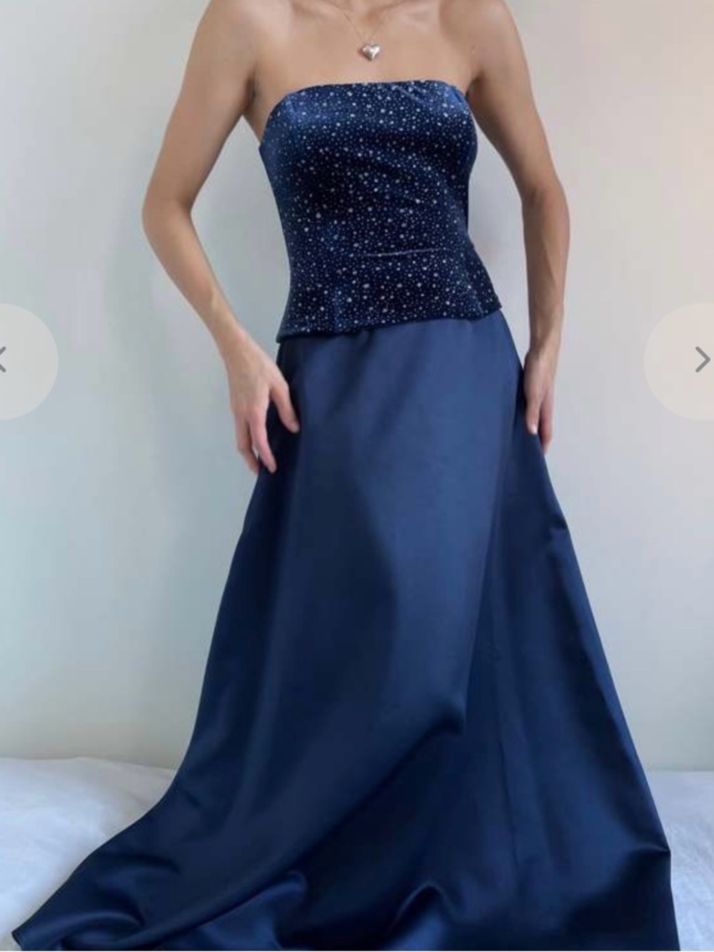 Vintage Y2K Blue Strapless Velvet Star Corset-Top Prom Gown Separates